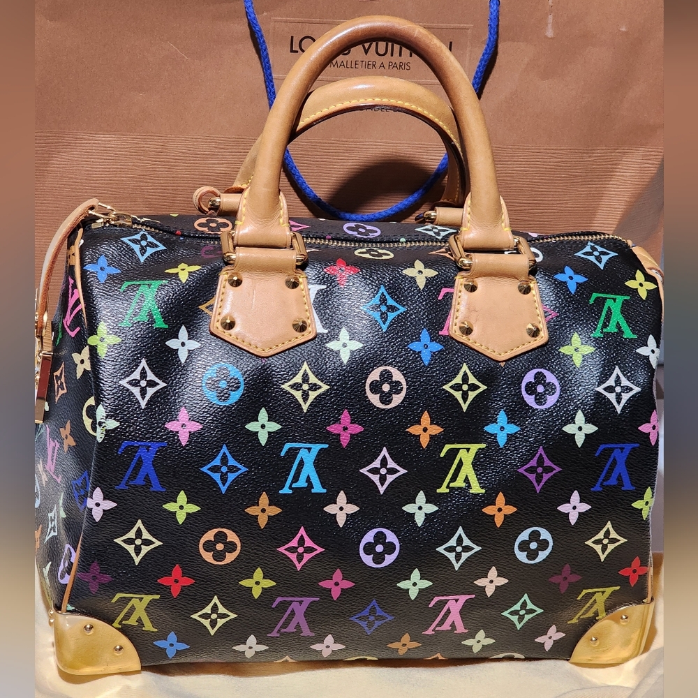 Authentic Loui Vuitton Black Multicolor Speedy 30 - Picture 2 of 15